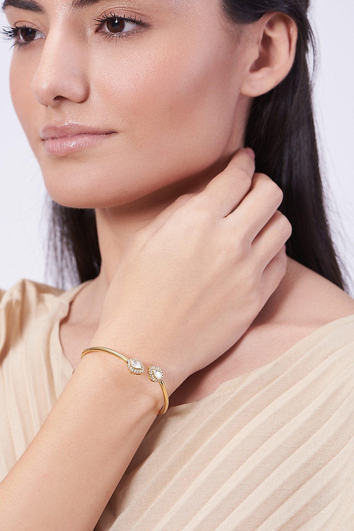 Gold Plated Handcrafted Bangle In Sterling Silver by IVORINE