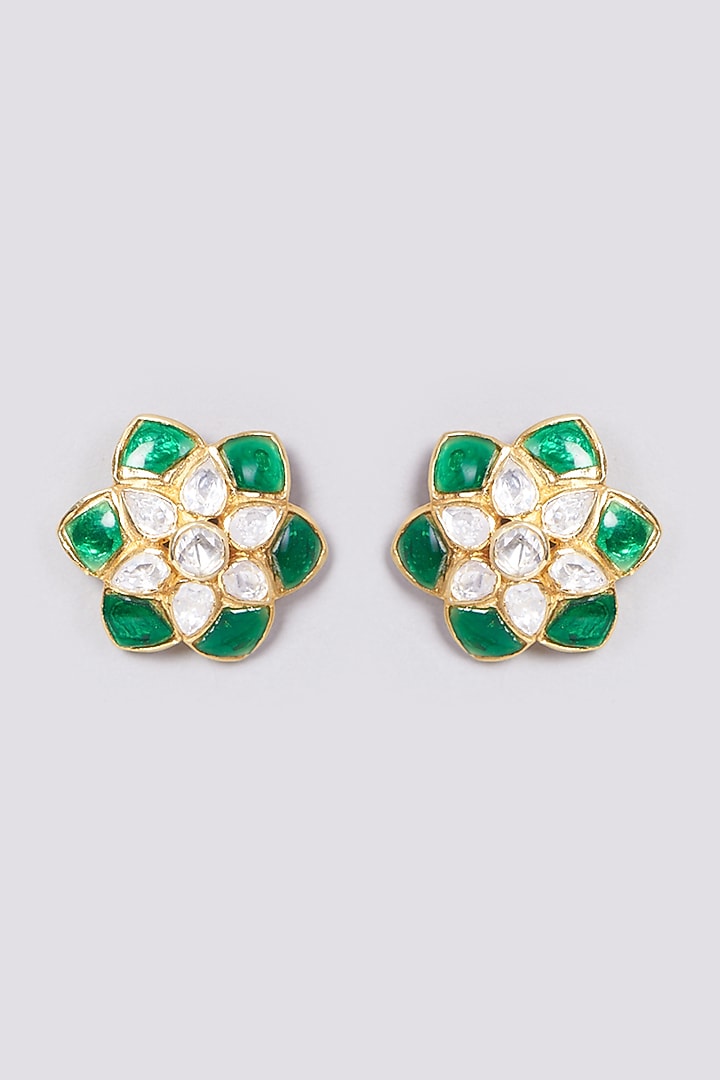 Gold Plated Handcrafted Stud Earrings In Sterling Silver by IVORINE at Pernia's Pop Up Shop