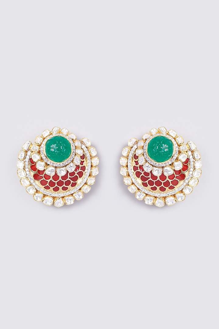 Gold Plated Green Onyx Stud Earrings In Sterling Silver by IVORINE at Pernia's Pop Up Shop