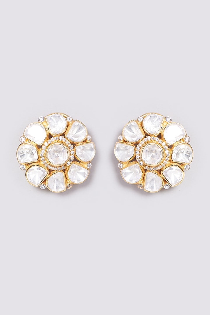 Gold Plated Handcrafted Floral Stud Earrings In Sterling Silver by IVORINE at Pernia's Pop Up Shop