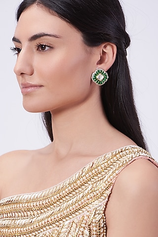 Gold Plated Handcrafted Geometric Earrings In Sterling Silver by IVORINE