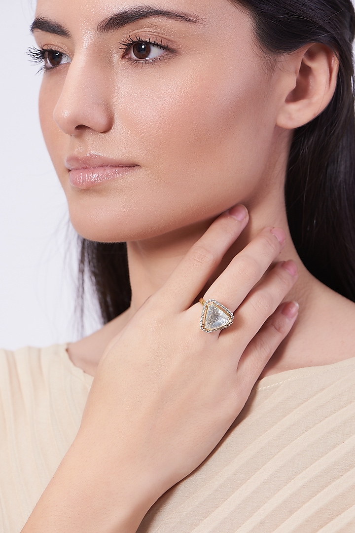Gold Plated Handcrafted Ring In Sterling Silver by IVORINE