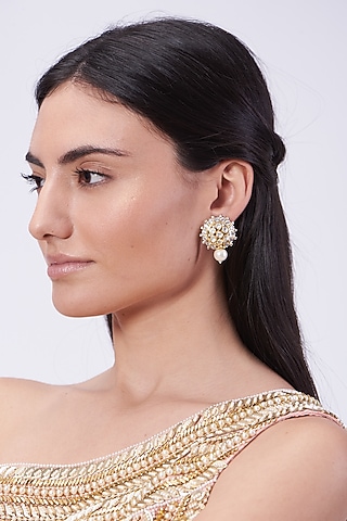 Gold Plated Handcrafted Pearl Earrings In Sterling Silver by IVORINE