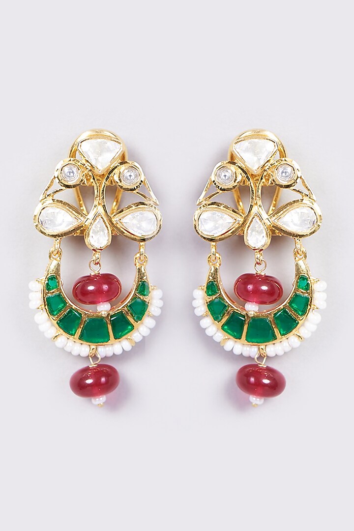 Gold Plated Handcrafted Earrings In Sterling Silver With Ruby Drop by IVORINE at Pernia's Pop Up Shop