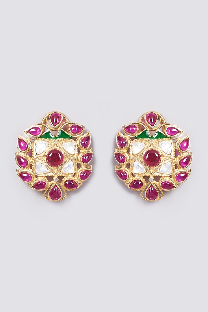 Gold Plated Handcrafted Square Stud Earrings In Sterling Silver by IVORINE at Pernia's Pop Up Shop