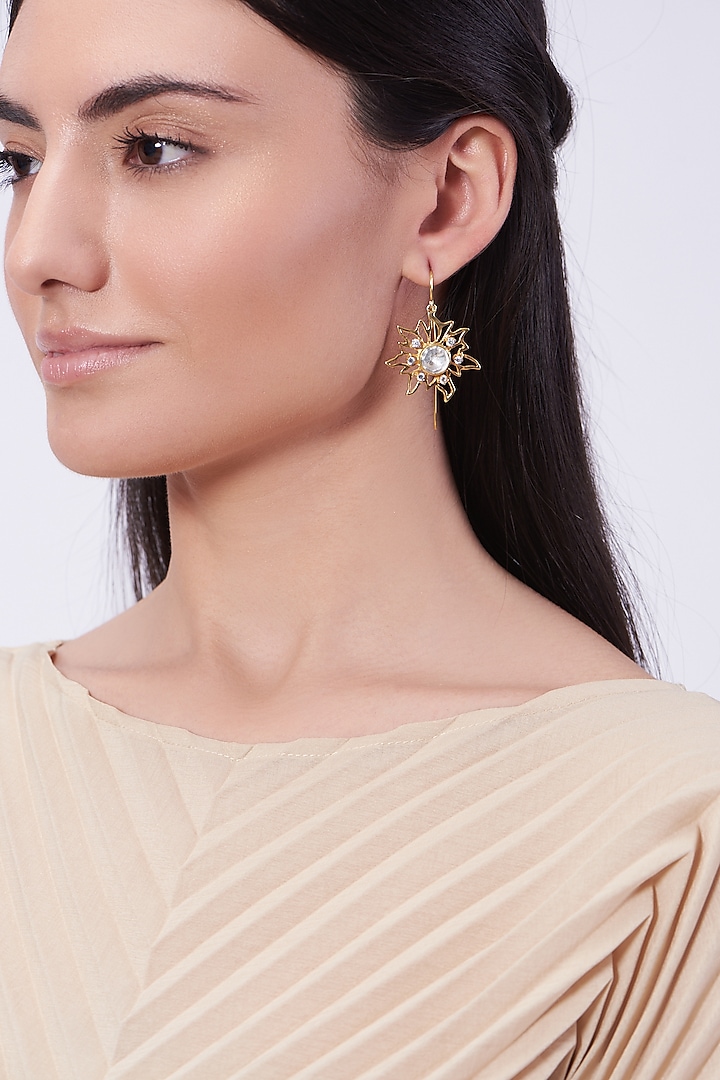 Gold Plated Handcrafted Fish-Hook Earrings In Sterling Silver by IVORINE