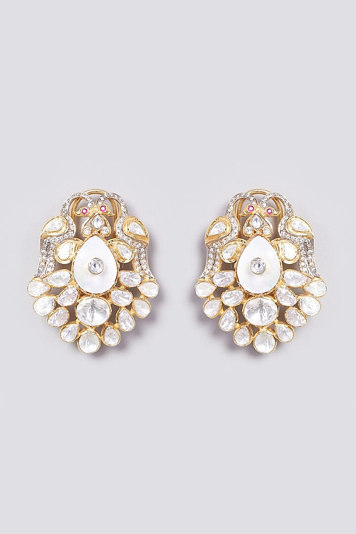 Gold Plated Handcrafted Peacock Earrings In Sterling Silver by IVORINE at Pernia's Pop Up Shop