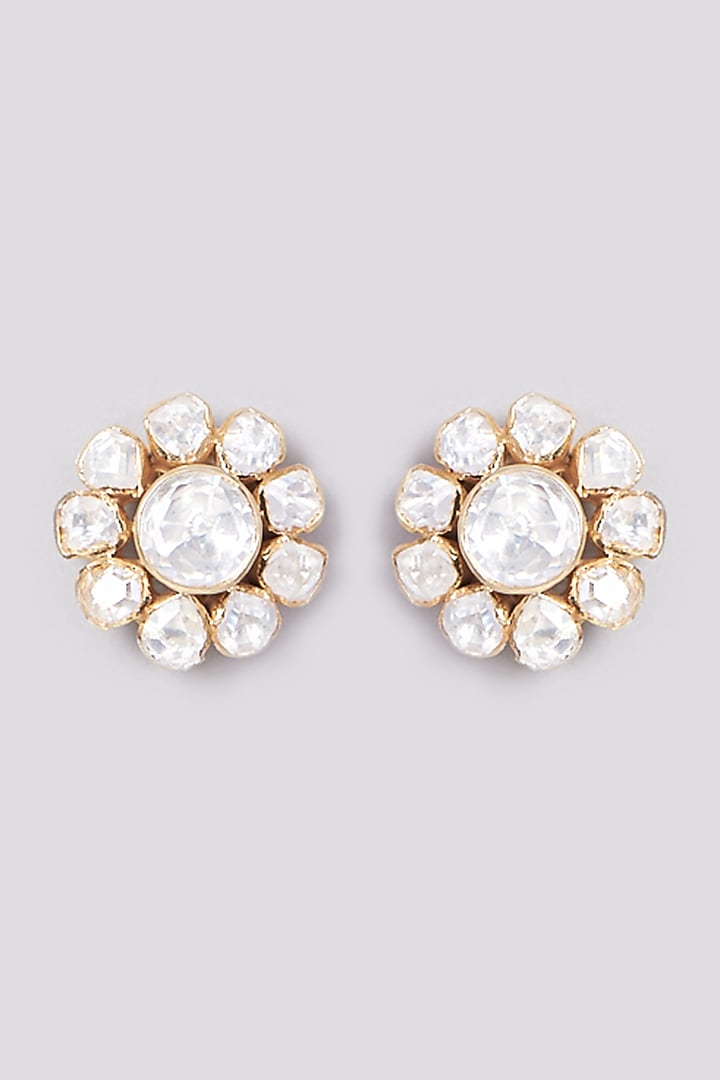 Gold Plated Handcrafted Floral Stud Earrings In Sterling Silver by IVORINE at Pernia's Pop Up Shop