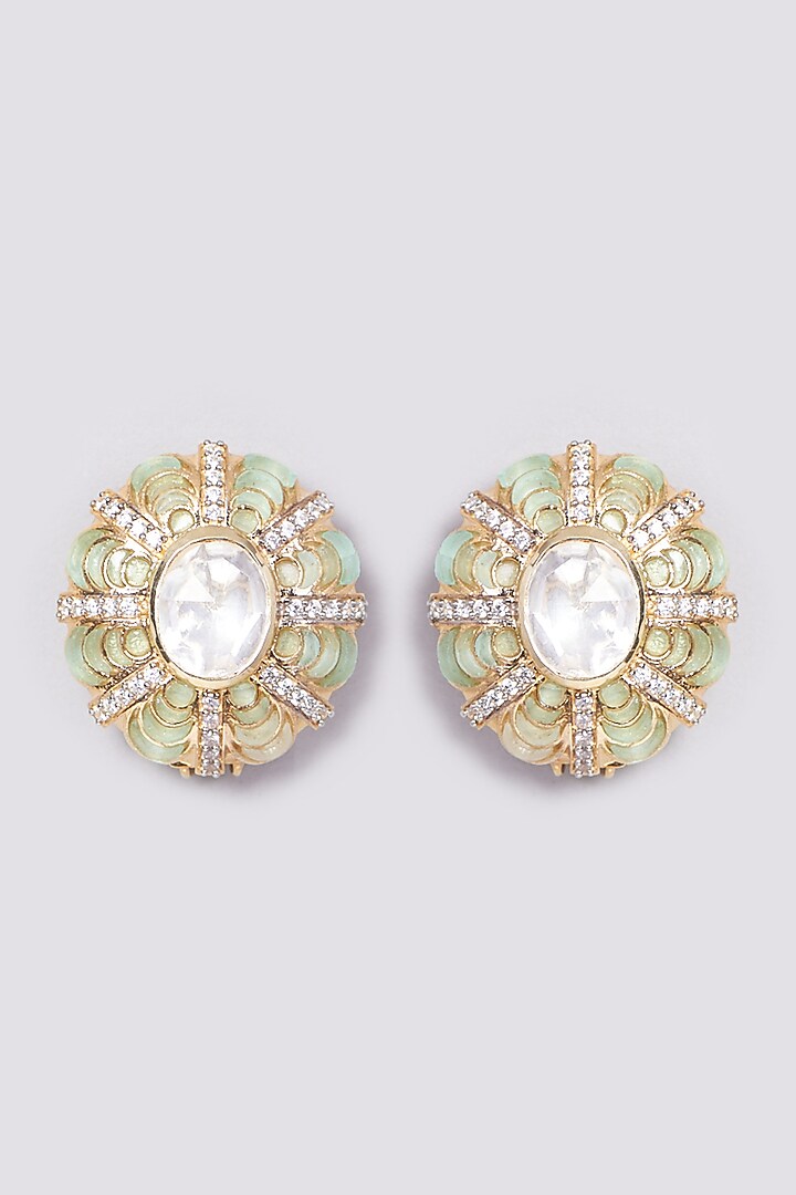 Gold Plated Prehnite Earrings In Sterling Silver by IVORINE at Pernia's Pop Up Shop