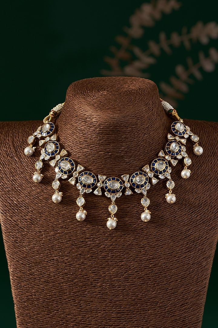 Gold Plated Blue Sapphire Necklace Set In Sterling Silver by IVORINE at Pernia's Pop Up Shop