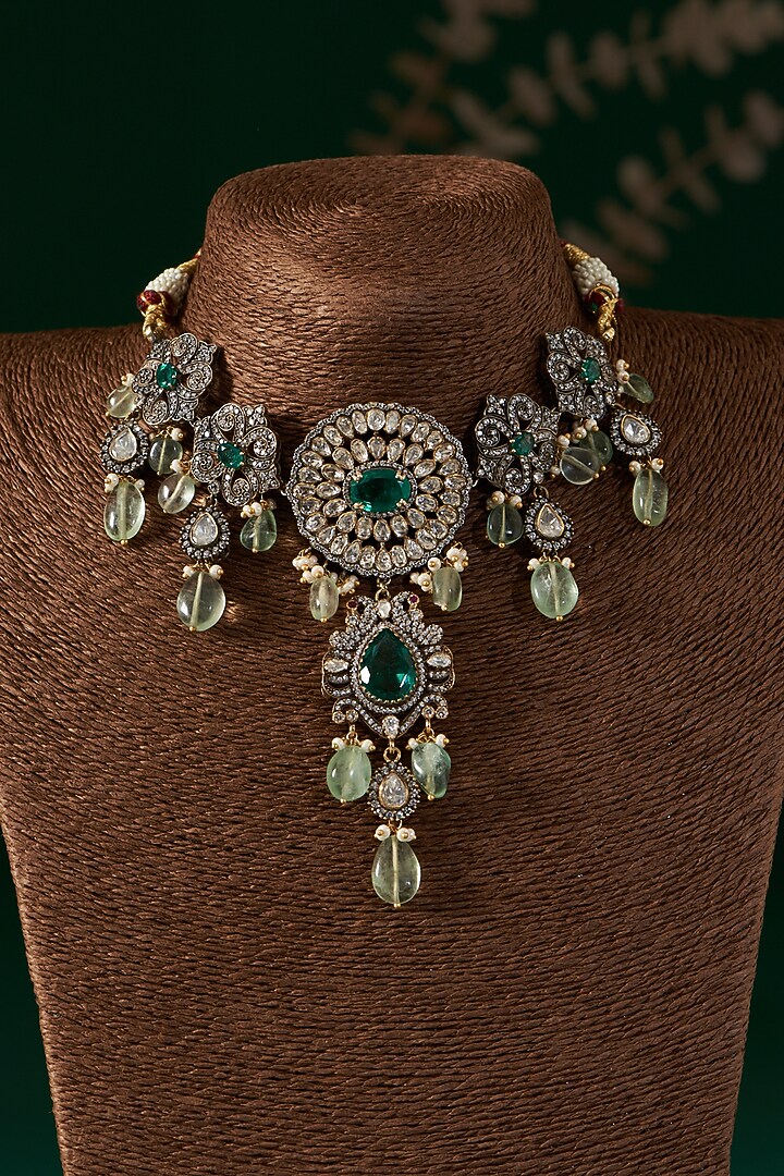 Gold Plated Beaded Necklace Set In Sterling Silver by IVORINE at Pernia's Pop Up Shop