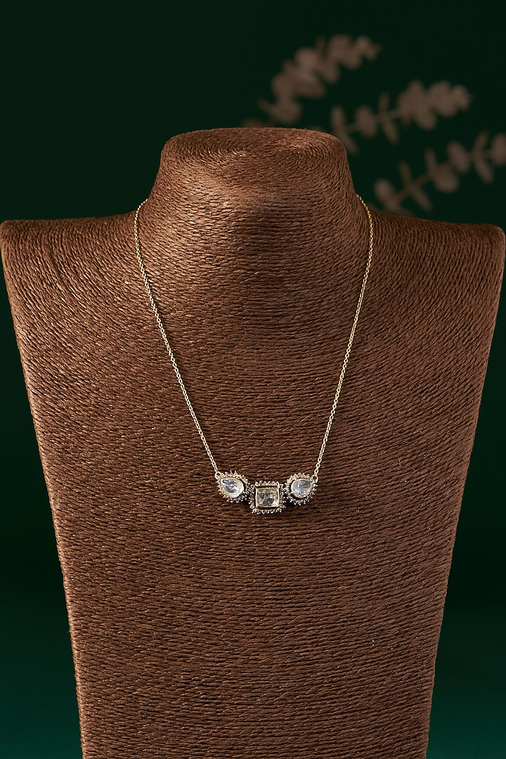 Gold Plated Moissanite Polki Necklace In Sterling Silver by IVORINE at Pernia's Pop Up Shop
