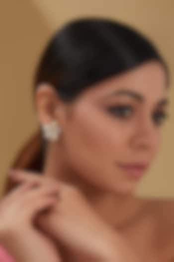 Gold Plated Moissanite Polki Stud Earrings In Sterling Silver by IVORINE at Pernia's Pop Up Shop