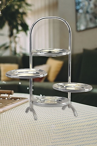 Silver Plated Brass Four-Tier Serving Stand | Chamber of Sweets by IZZHAAR