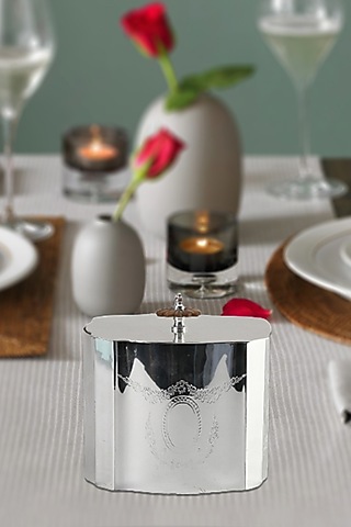Silver Plated Brass Vintage Decor Storage Jar by IZZHAAR