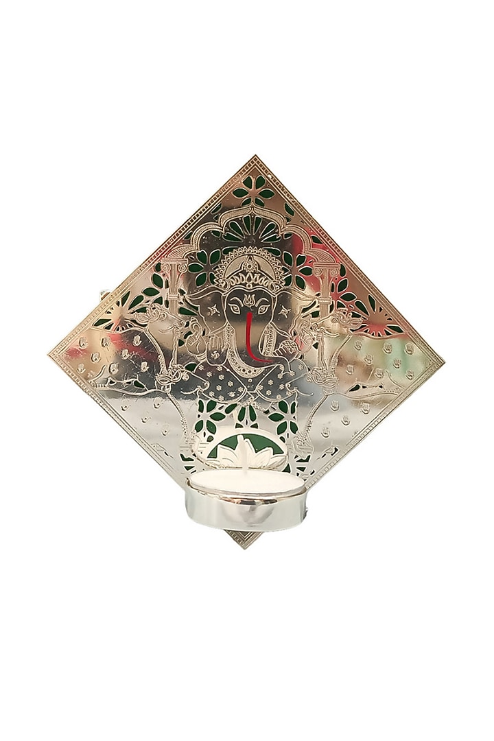 Silver Plated Brass Ganesha Tea Light Frame by IZZHAAR at Pernia's Pop Up Shop