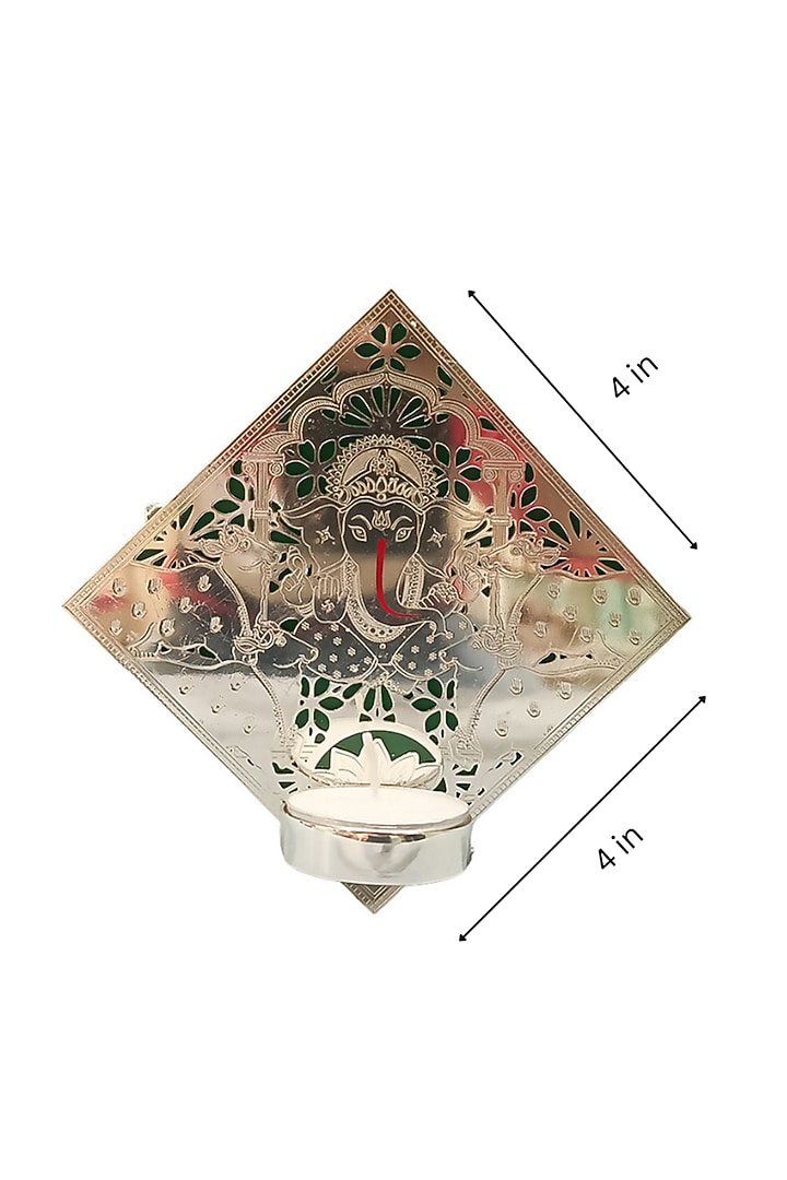 Silver Plated Brass Ganesha Tea Light Frame by IZZHAAR at Pernia's Pop Up Shop