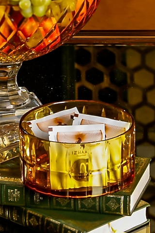 Gold Snow Amber Yellow Glass Rocabar Storage Box by IZZHAAR