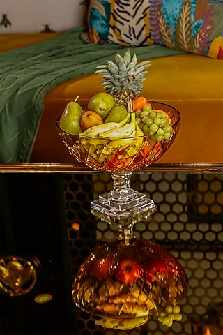Gold Snow Amber Yellow Glass Jorum Fruit Bowl by IZZHAAR