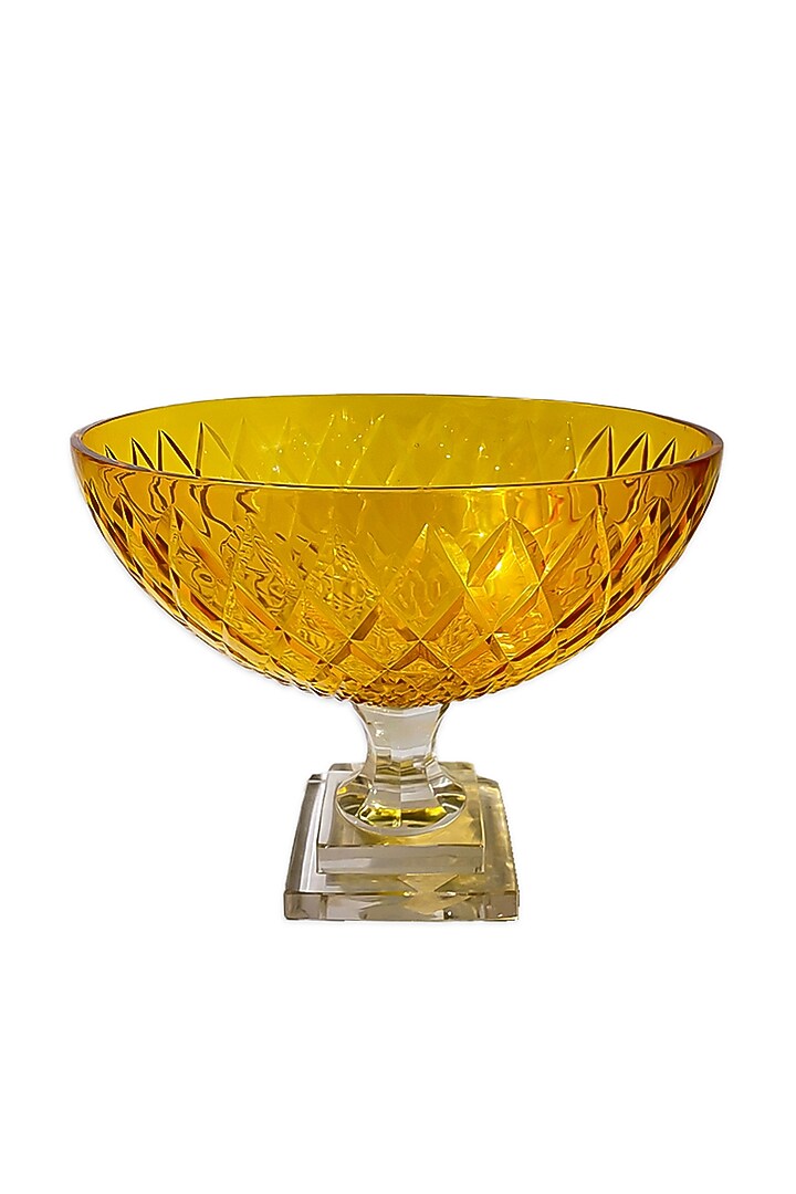Gold Snow Amber Yellow Glass Jorum Fruit Bowl by IZZHAAR at Pernia's Pop Up Shop
