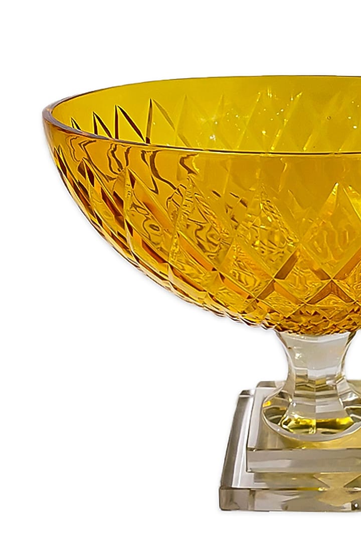 Gold Snow Amber Yellow Glass Jorum Fruit Bowl by IZZHAAR at Pernia's Pop Up Shop