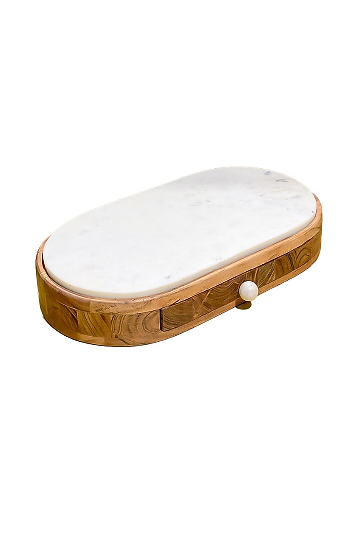 Snow Forest Brown Wood & Marble Rectangular Cheese Platter by IZZHAAR at Pernia's Pop Up Shop