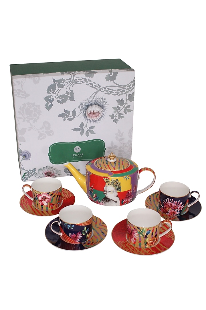 Multi-colored Fine Bone China Wild Charm Tea Set. by IZZHAAR at Pernia's Pop Up Shop