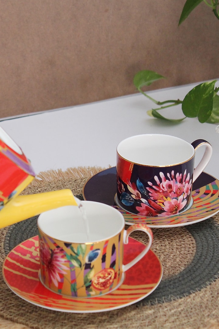 Multi-colored Fine Bone China Wild Charm Tea Set. by IZZHAAR at Pernia's Pop Up Shop