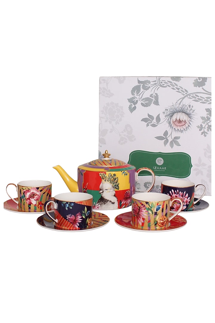 Multi-colored Fine Bone China Wild Charm Tea Set. by IZZHAAR at Pernia's Pop Up Shop