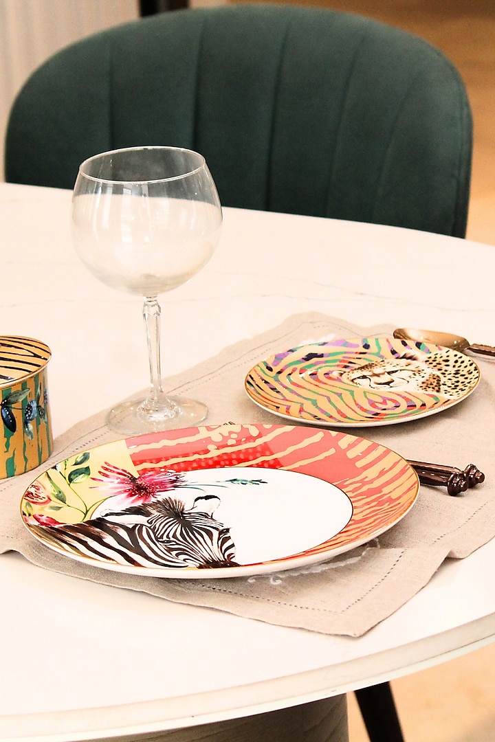 Multi-Colored Fine Bone China Wild Charm Dinner Plate by IZZHAAR at Pernia's Pop Up Shop