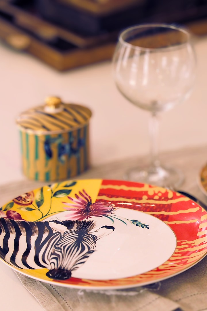 Multi-Colored Fine Bone China Wild Charm Dinner Plate by IZZHAAR at Pernia's Pop Up Shop