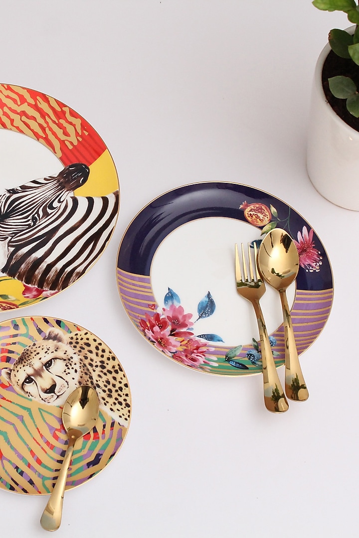 Multi-Colored Fine Bone China Wild Charm Dinner Plate by IZZHAAR at Pernia's Pop Up Shop