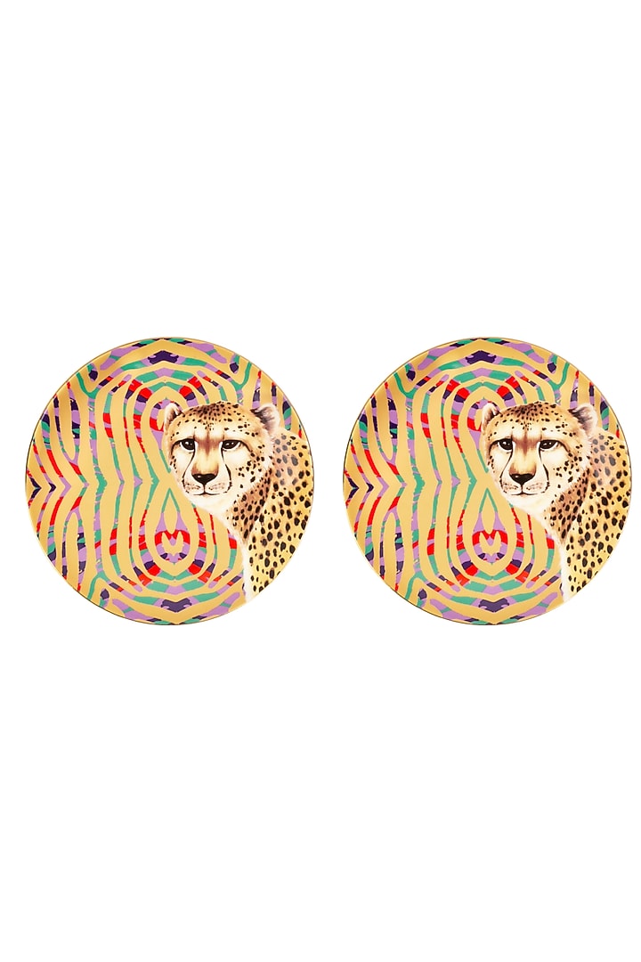 Multi-Colored Fine Bone China Wild Charm Printed Dinner Plate by IZZHAAR at Pernia's Pop Up Shop