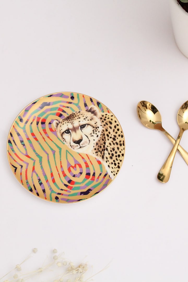 Multi-Colored Fine Bone China Wild Charm Printed Dinner Plate by IZZHAAR at Pernia's Pop Up Shop