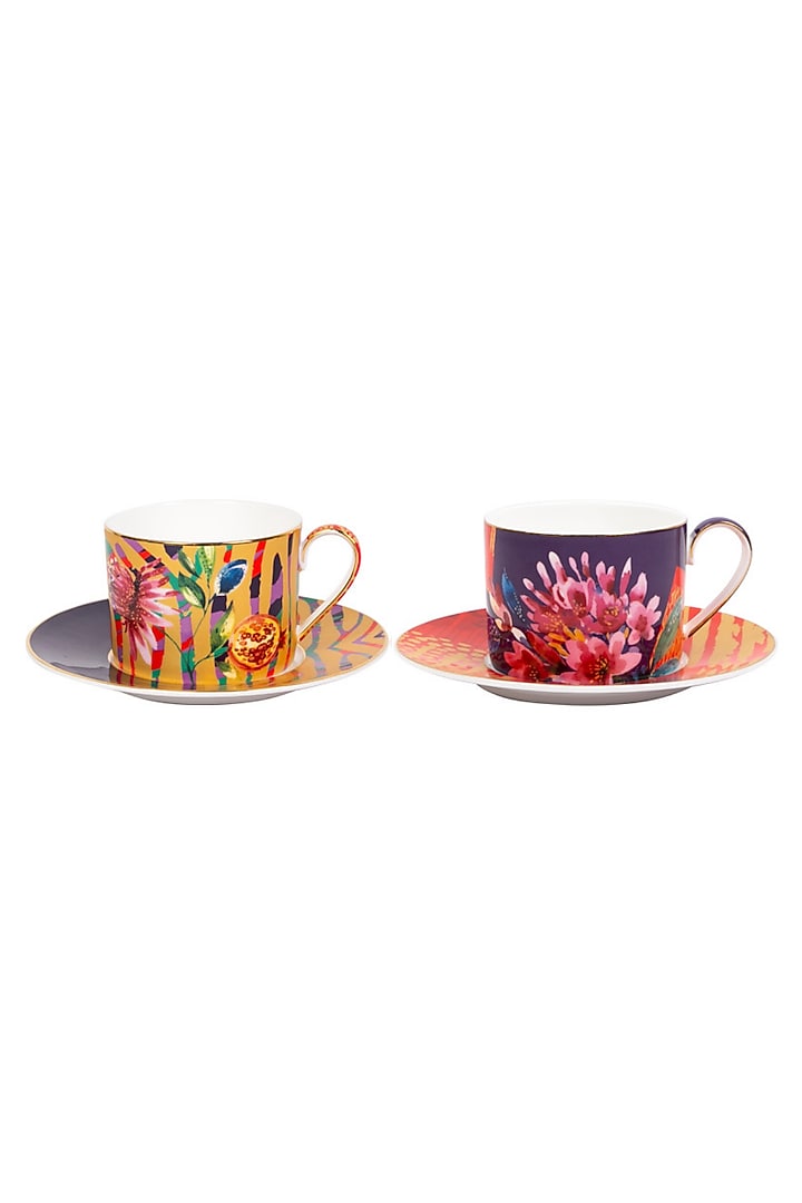 Multi-colored Fine Bone China Wild Charm Tea Set by IZZHAAR at Pernia's Pop Up Shop