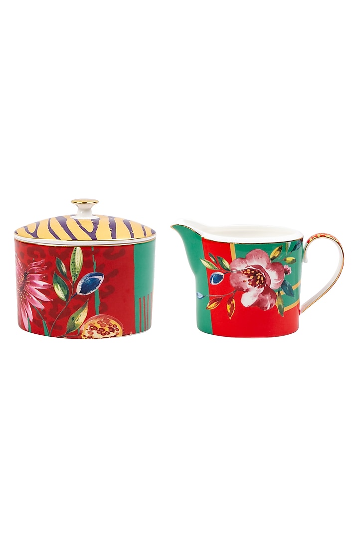 Multi-colored Fine Bone China Wild Charm Tea Set by IZZHAAR at Pernia's Pop Up Shop