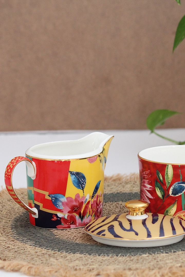 Multi-colored Fine Bone China Wild Charm Tea Set by IZZHAAR at Pernia's Pop Up Shop