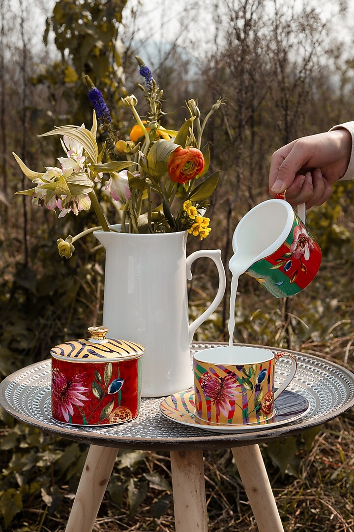 Multi-colored Fine Bone China Wild Charm Tea Set by IZZHAAR at Pernia's Pop Up Shop