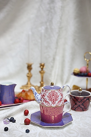 Multi-Colored Fine Bone China Tea (Set Of 4) by IZZHAAR