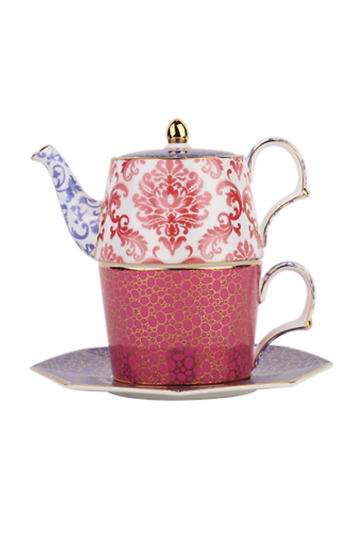Multi-Colored Fine Bone China Tea (Set Of 4) by IZZHAAR at Pernia's Pop Up Shop