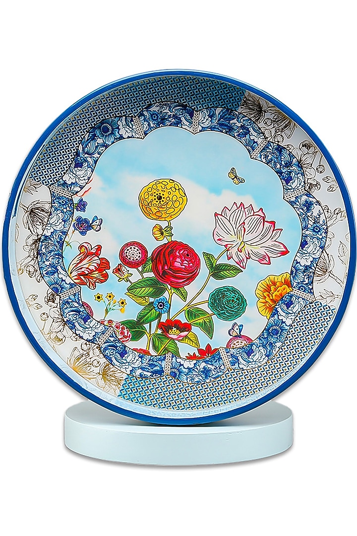 Sky Blue & Yellow MDF Wood Santorini Serving Tray by IZZHAAR at Pernia's Pop Up Shop