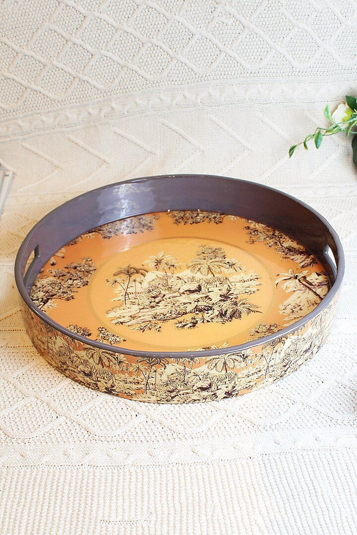 Black & Orange MDF Wood Florence Serving Tray by IZZHAAR at Pernia's Pop Up Shop
