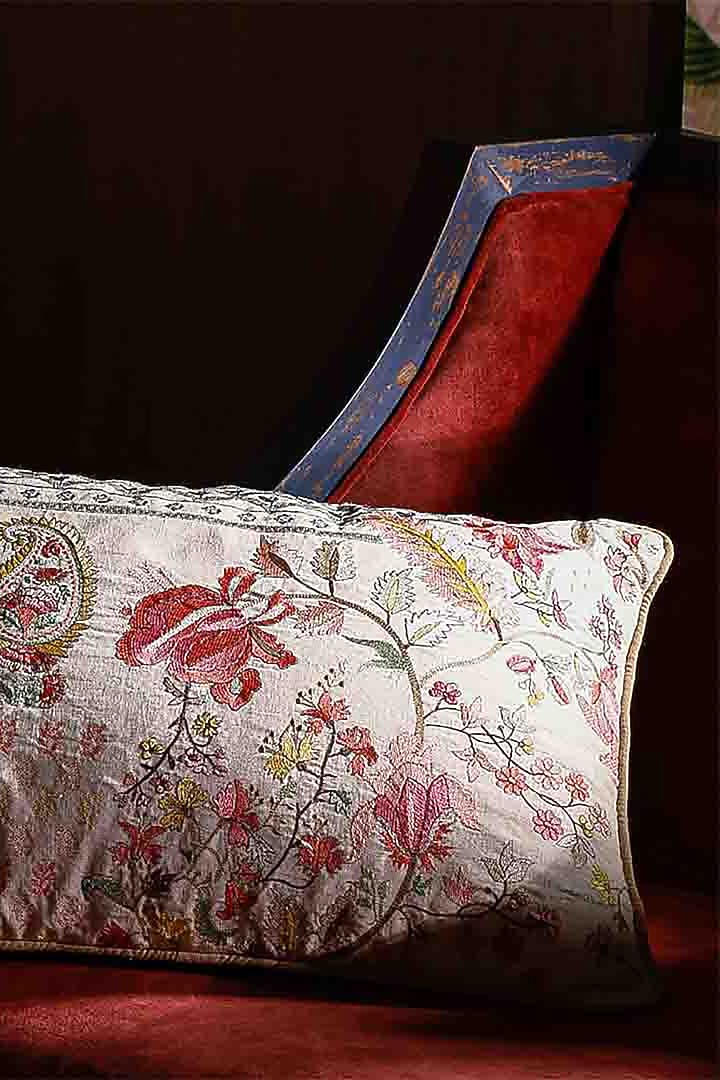 Primal Instincts Blossom Printed & Embroidered Cushion Covers (Set of 2) by IZZHAAR at Pernia's Pop Up Shop