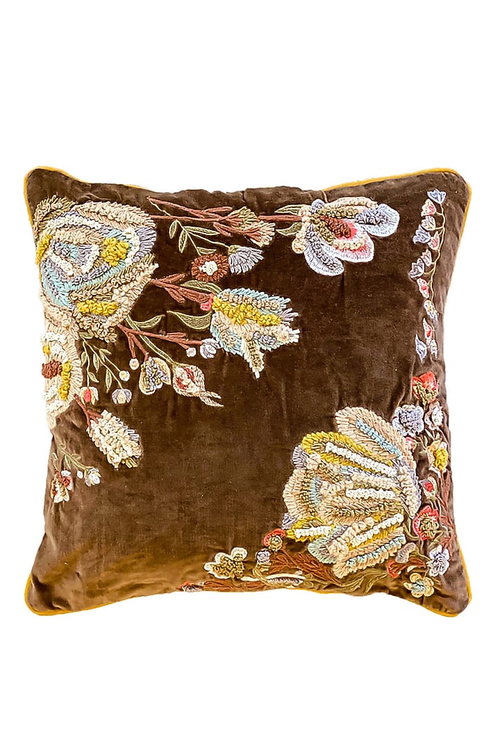 Primal Instincts Flora Embroidered Multi-Colored Cushion Covers (Set of2) by IZZHAAR at Pernia's Pop Up Shop