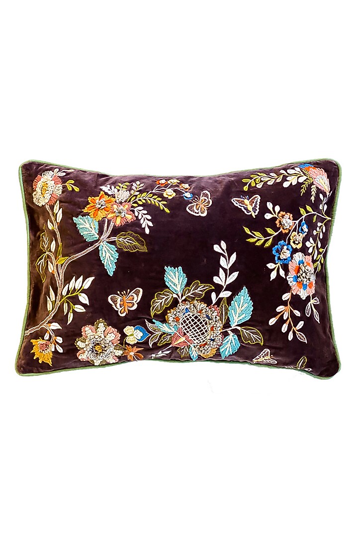 Primal Instincts Flora Embroidered Multi-Colored Cushion Covers (Set of2) by IZZHAAR at Pernia's Pop Up Shop