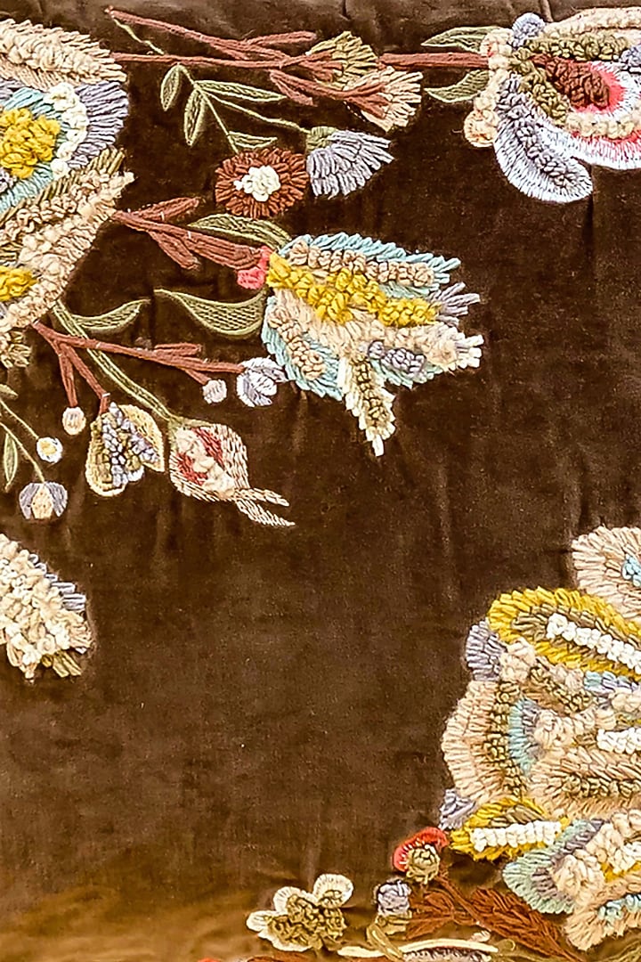 Primal Instincts Flora Embroidered Multi-Colored Cushion Covers (Set of2) by IZZHAAR at Pernia's Pop Up Shop