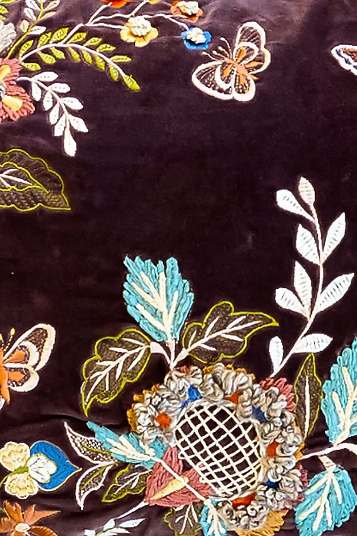 Primal Instincts Flora Embroidered Multi-Colored Cushion Covers (Set of2) by IZZHAAR at Pernia's Pop Up Shop