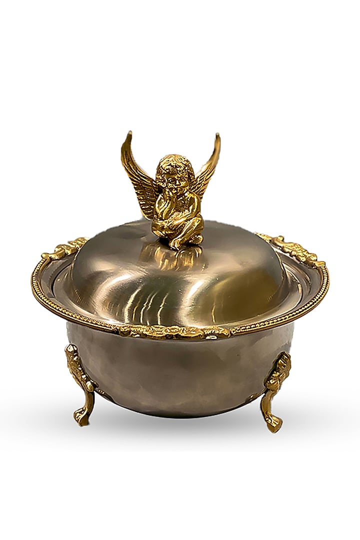 Angel Silver Brass & Stainless Steel Storage Pot with Lid by IZZHAAR at Pernia's Pop Up Shop