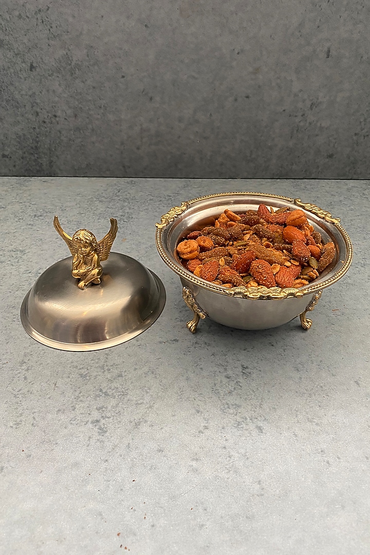 Angel Silver Brass & Stainless Steel Storage Pot with Lid by IZZHAAR at Pernia's Pop Up Shop