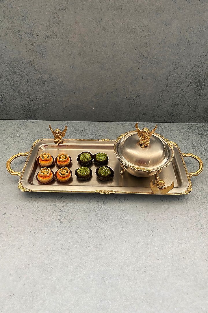 Angel Silver Brass & Stainless Serving Tray by IZZHAAR at Pernia's Pop Up Shop